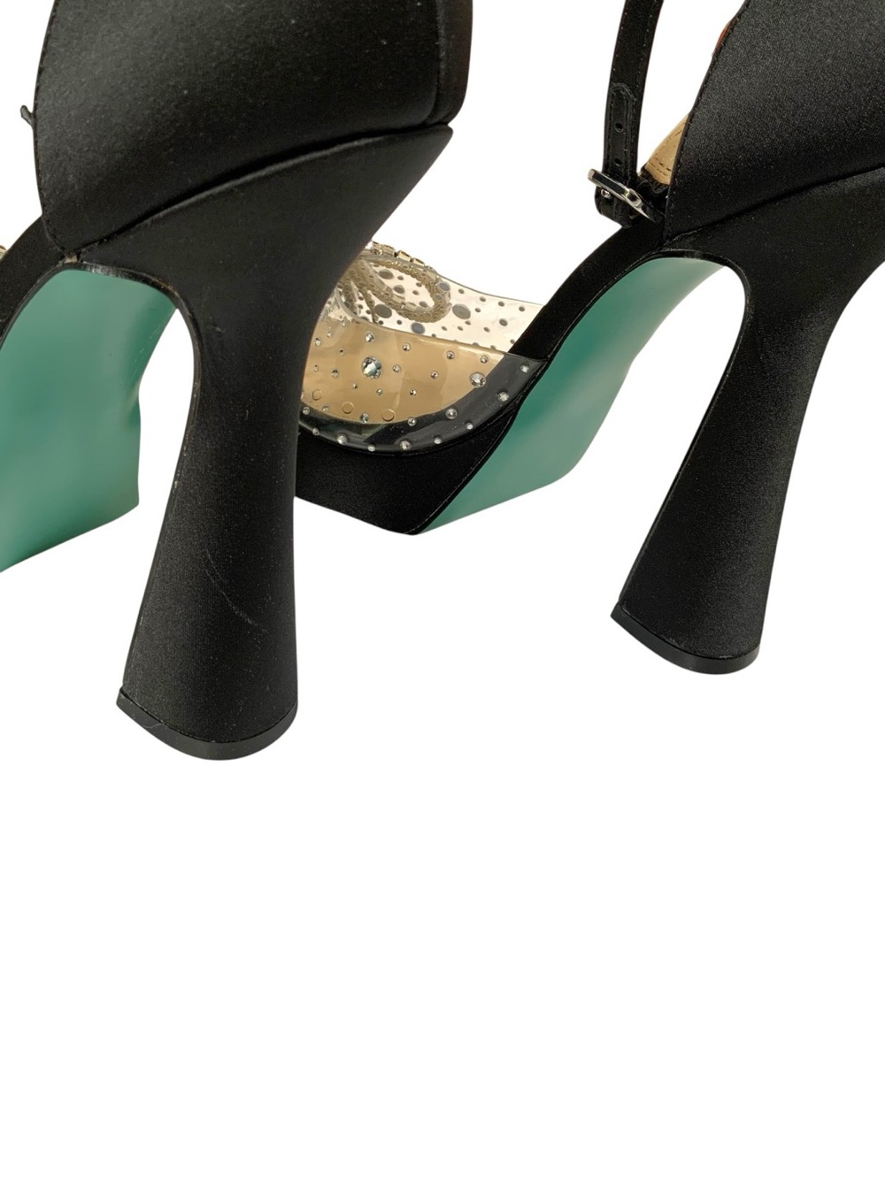 Betsey Johnson Pointed Toe Crystal Bow Pumps with Black Satin Trim Size 8 - Picture 7 of 9
